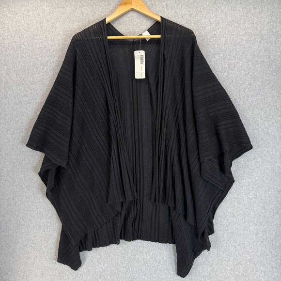 Chicos Womens Open Front Wrap Drape Ribbed Metallic Sizzle Ruana One Size OS NWT - Picture 1 of 14